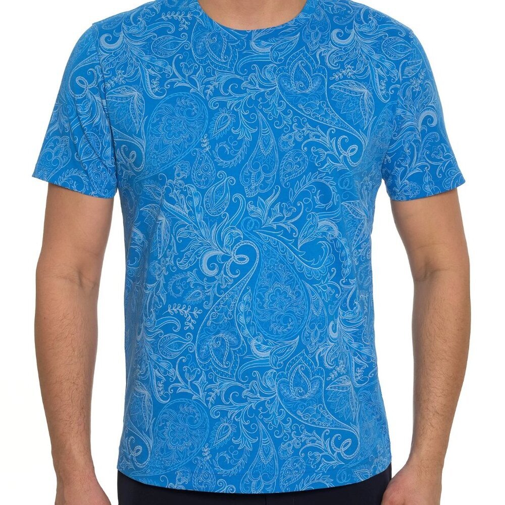 NWT Robert Graham Men's Swanson Periwinkle Crewneck Tee Shirt XL